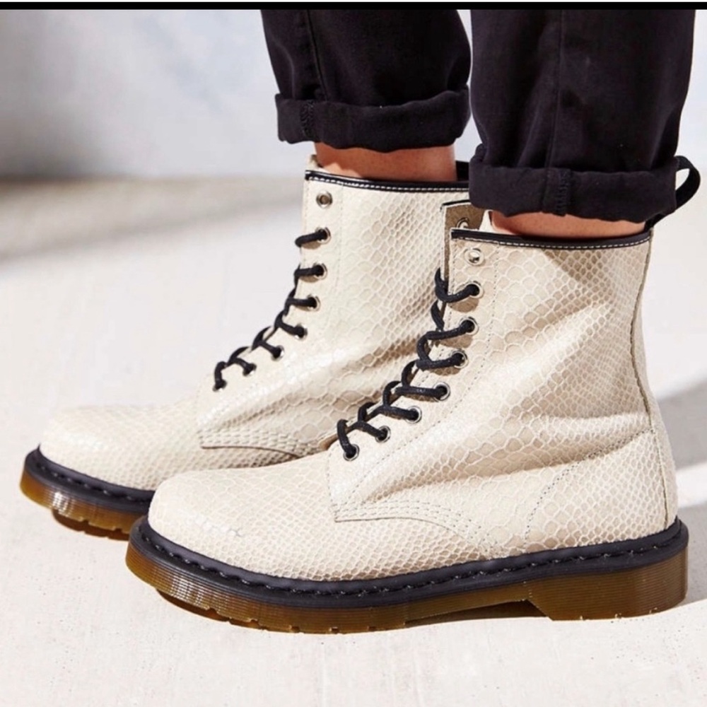 Dr Marten 1460 Cream Snakeskin Suede Boots